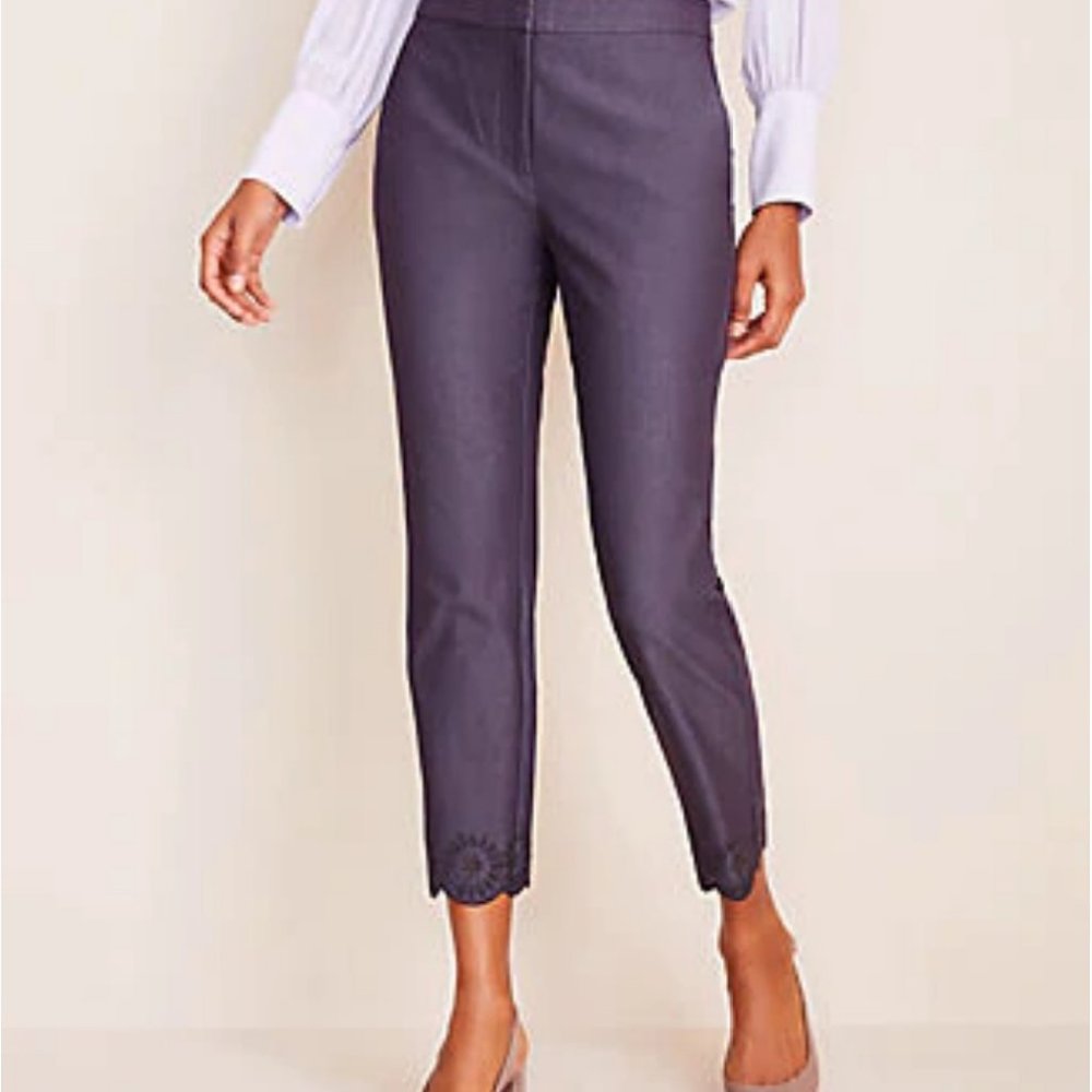 Ann Taylor Embroidered Scalloped Ankle Crop Pants